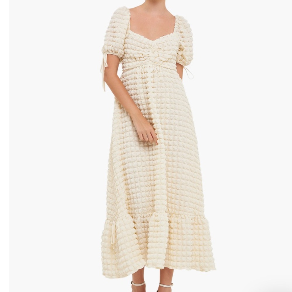 Endless Rose Texture Puff Sleeve Maxi Dress S